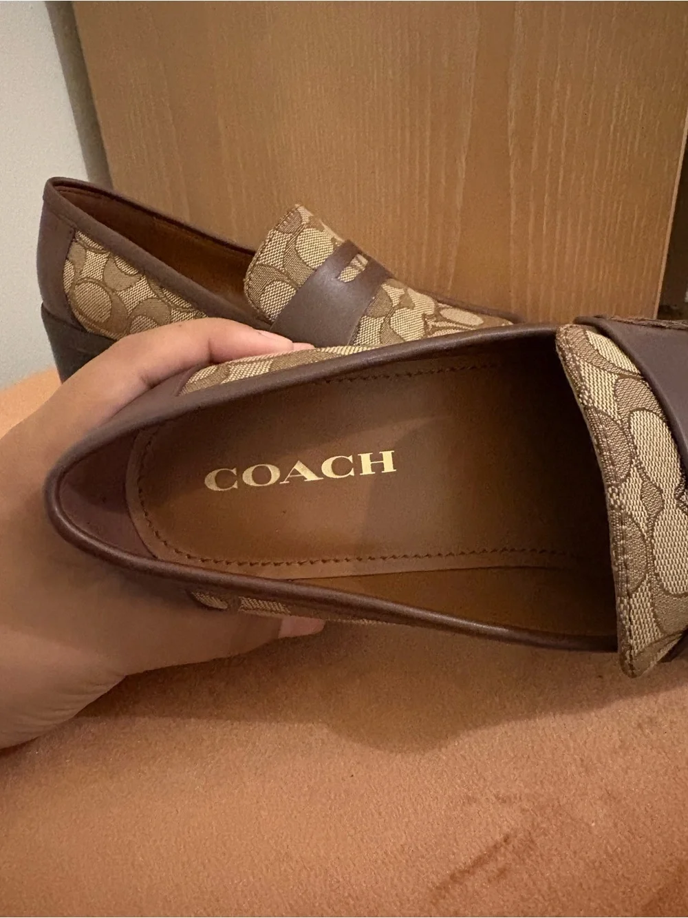Coach Brown Signature Canvas Lug Sole Loafers